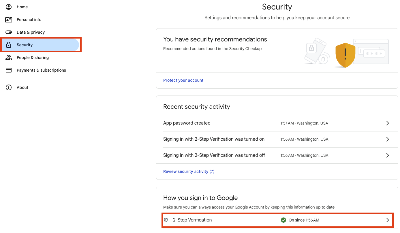 2FA setting