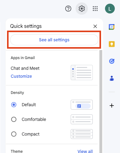 Setting select to get to pop/imap settings